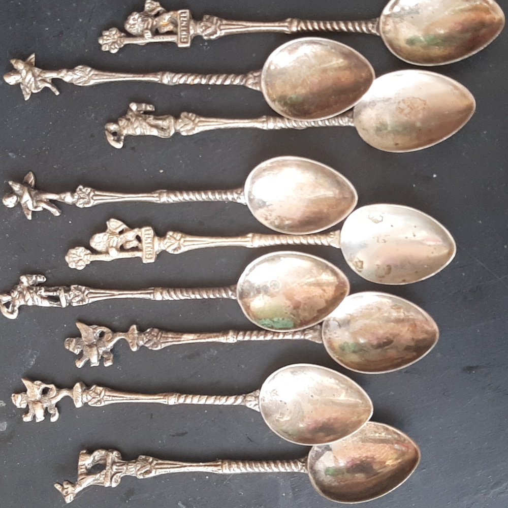 9 vintage Italian souvenir coffee spoons